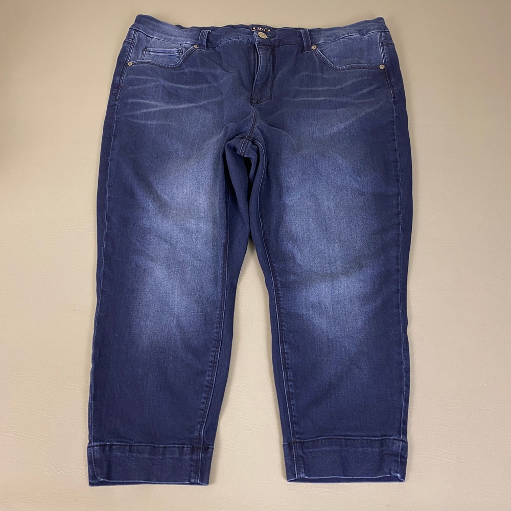Melissa McCarthy Seven7 Jeans Womens Plus Size 22W Dark Blue Cropped Straight